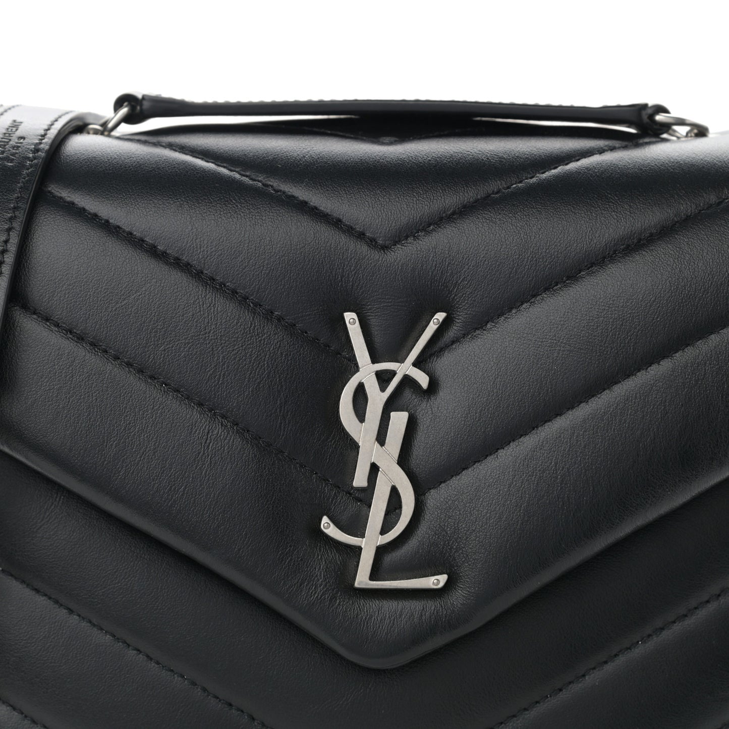 Calfskin Y Quilted Monogram Small Loulou Chain Satchel Black