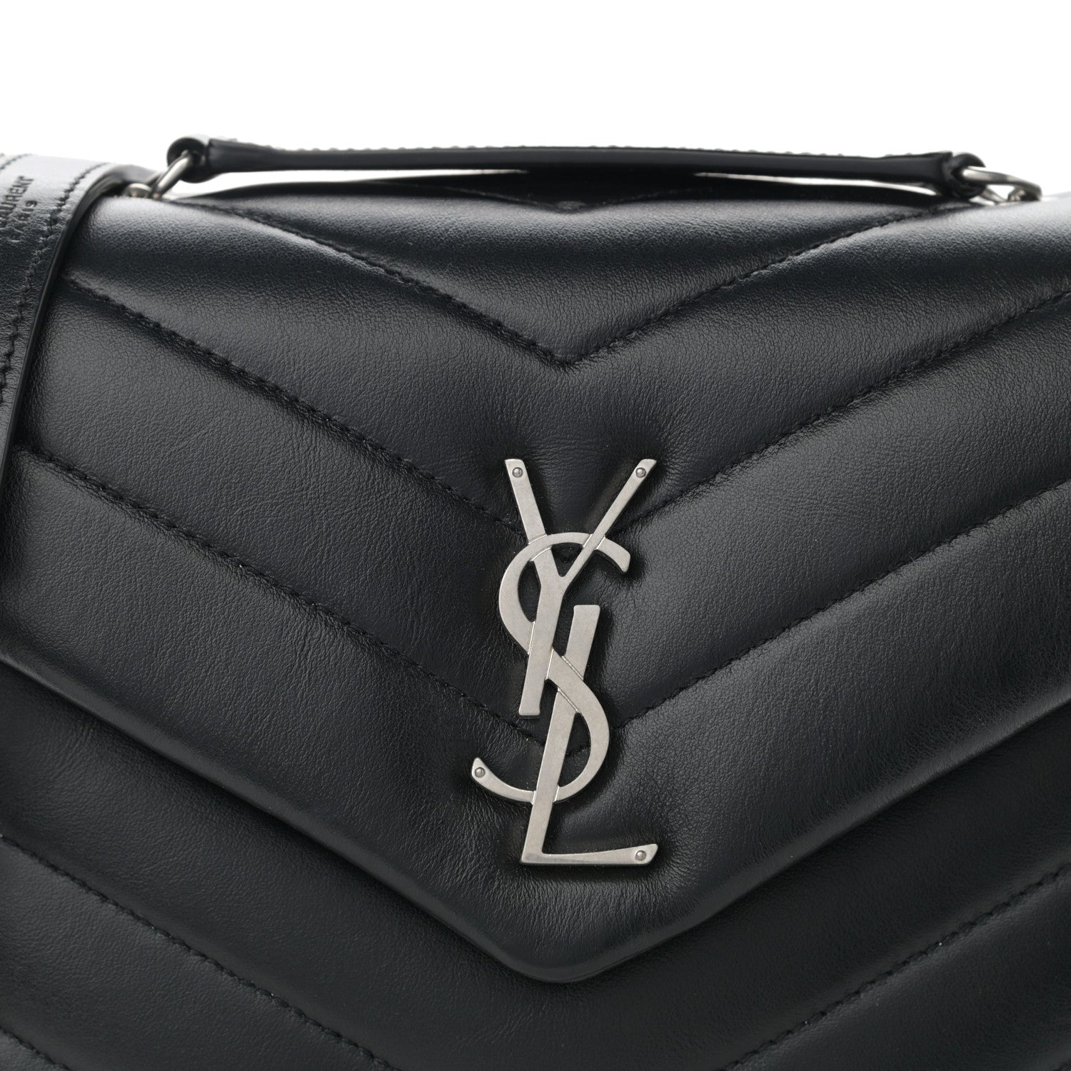Saint Laurent Calfskin Y Quilted Monogram Small Loulou Chain Satchel Black 9 of 9