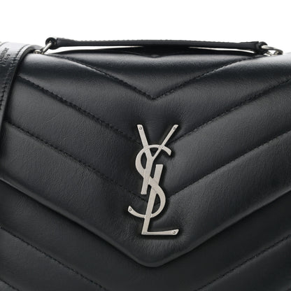 Saint Laurent Calfskin Y Quilted Monogram Small Loulou Chain Satchel Black 9 of 9