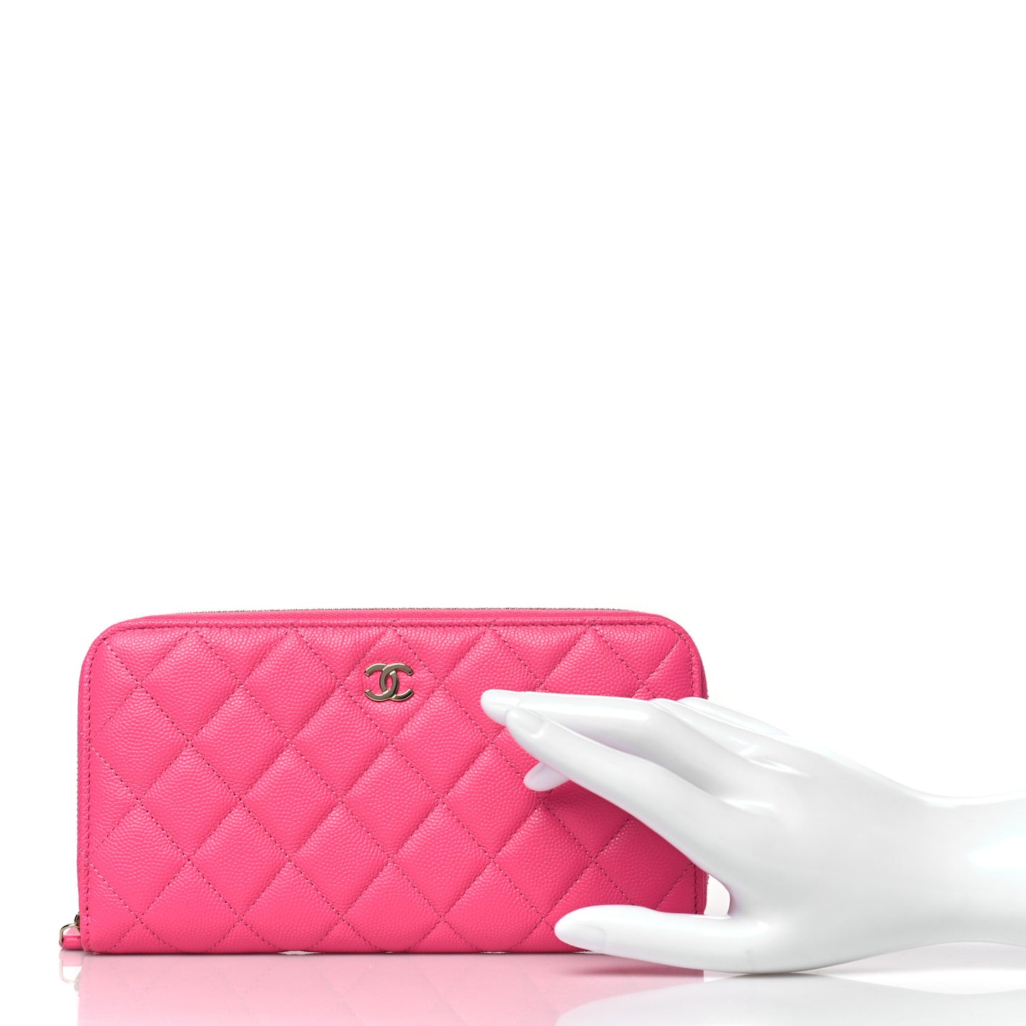 Caviar Quilted Large Gusset Zip Around Wallet Rose