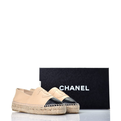 Chanel Lambskin CC Espadrilles 36 Beige Black 9 of 9