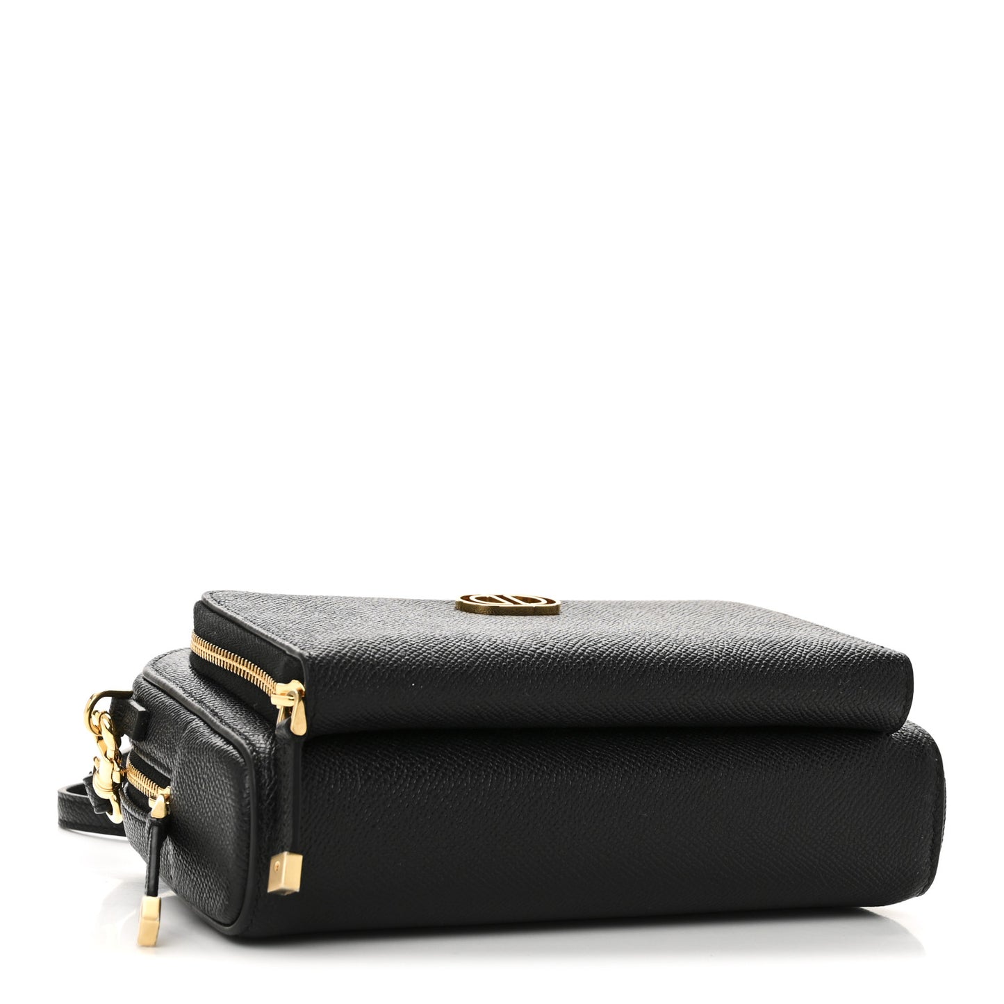 Grained Calfskin Caro Double Pouch Black