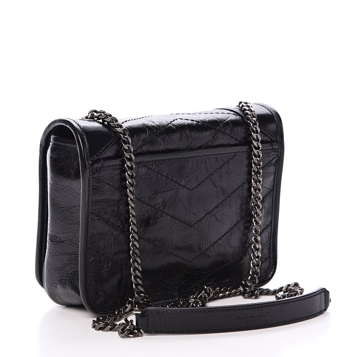 Saint Laurent Crinkled Calfskin Matelasse Monogram Niki Chain Wallet Black 2 of 9