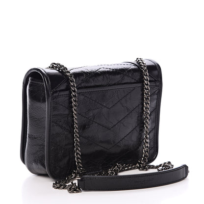 Saint Laurent Crinkled Calfskin Matelasse Monogram Niki Chain Wallet Black 2 of 9