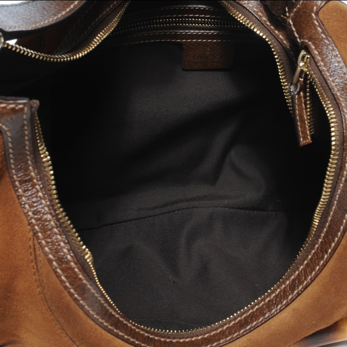 Suede Bamboo Horsebit Chain Hobo Brown