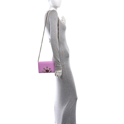 Gucci Calfskin Marquise Crystals Mini GG Chain Wallet Malva 2 of 11