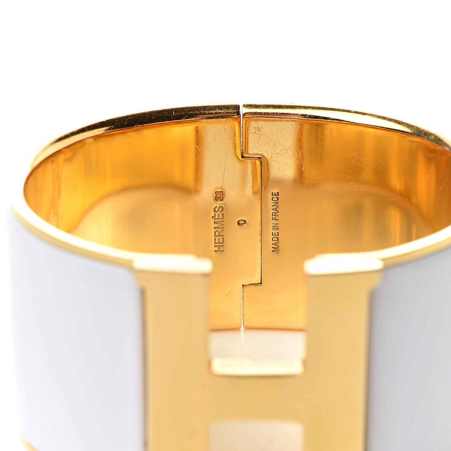Enamel Extra Wide Clic Clac H Bracelet PM White