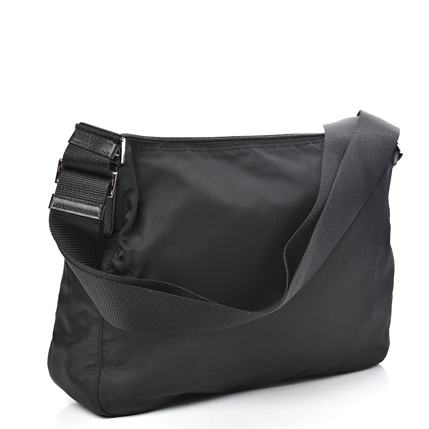 Nylon Flat Messenger Bag Black