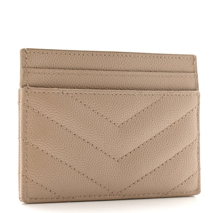 Saint Laurent Grain De Poudre Matelasse Chevron Monogram Credit Card Case Nude Powder 3 of 9