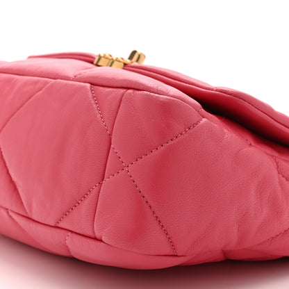 Chanel Goatskin Quilted Medium Chanel 19 Flap Dark Pink 10 of 10