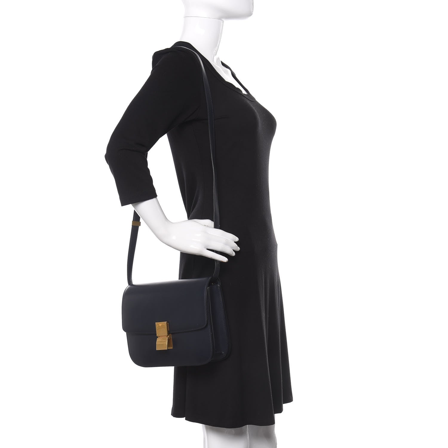 Celine Box Calfskin Medium Classic Box Flap Bag Navy 2 of 12