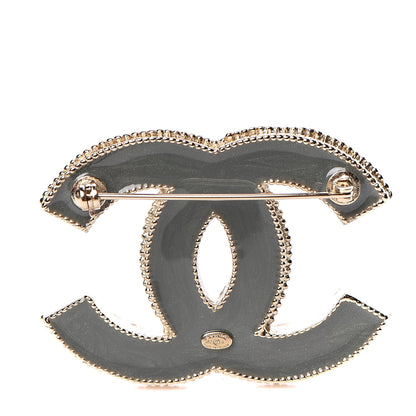 Chanel Moonstone Labradorite CC Brooch Gold 3 of 5