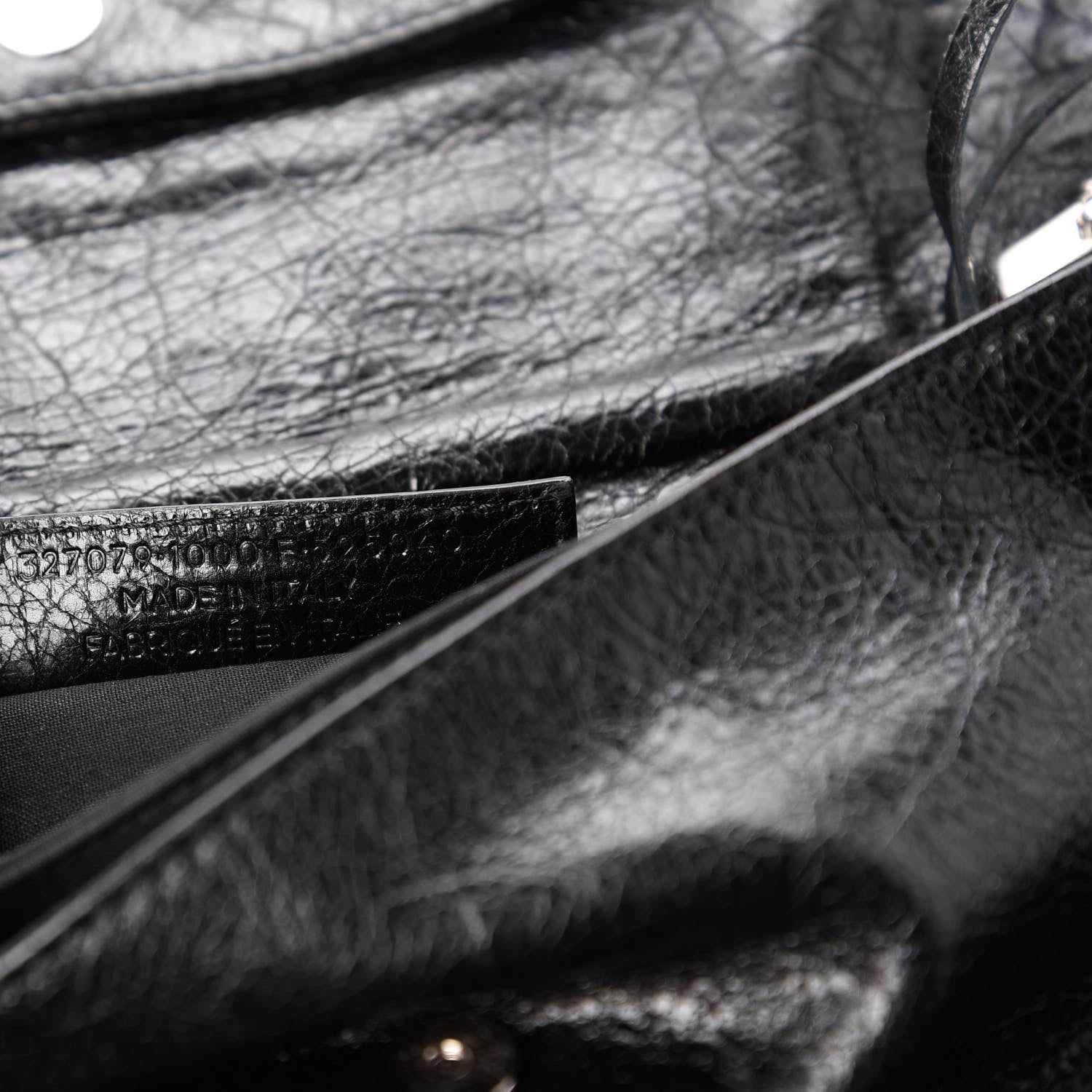 Balenciaga Agneau Giant 12 Silver Hardware Envelope Strap Clutch Black 9 of 10