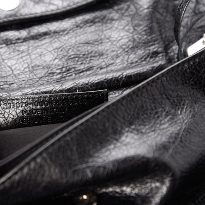 Balenciaga Agneau Giant 12 Silver Hardware Envelope Strap Clutch Black 9 of 10