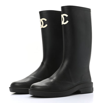 Chanel Caoutchouk CC High Boots 38 Black 3 of 8