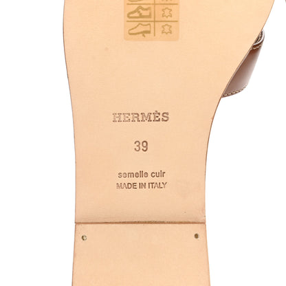 Hermes Box Calfskin Oran Sandals 39 Gold 6 of 9