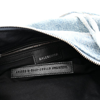 Balenciaga Washed Frayed Denim Crystal Small Le Cagole Shoulder Bag XS Blue 14 of 25
