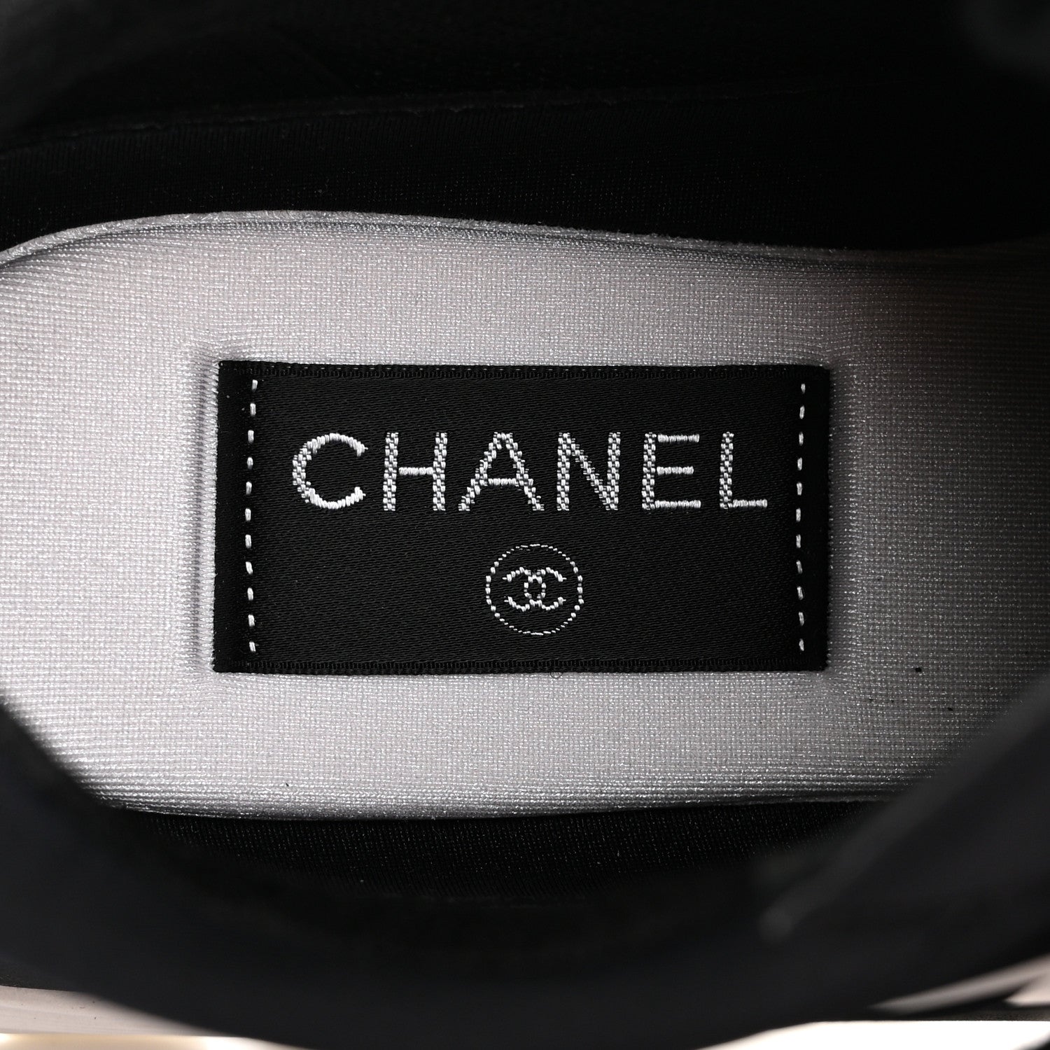 Chanel Lycra Fabric Womens CC Sneakers 37.5 Black White Pink 6 of 9