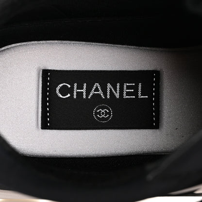 Chanel Lycra Fabric Womens CC Sneakers 37.5 Black White Pink 6 of 9