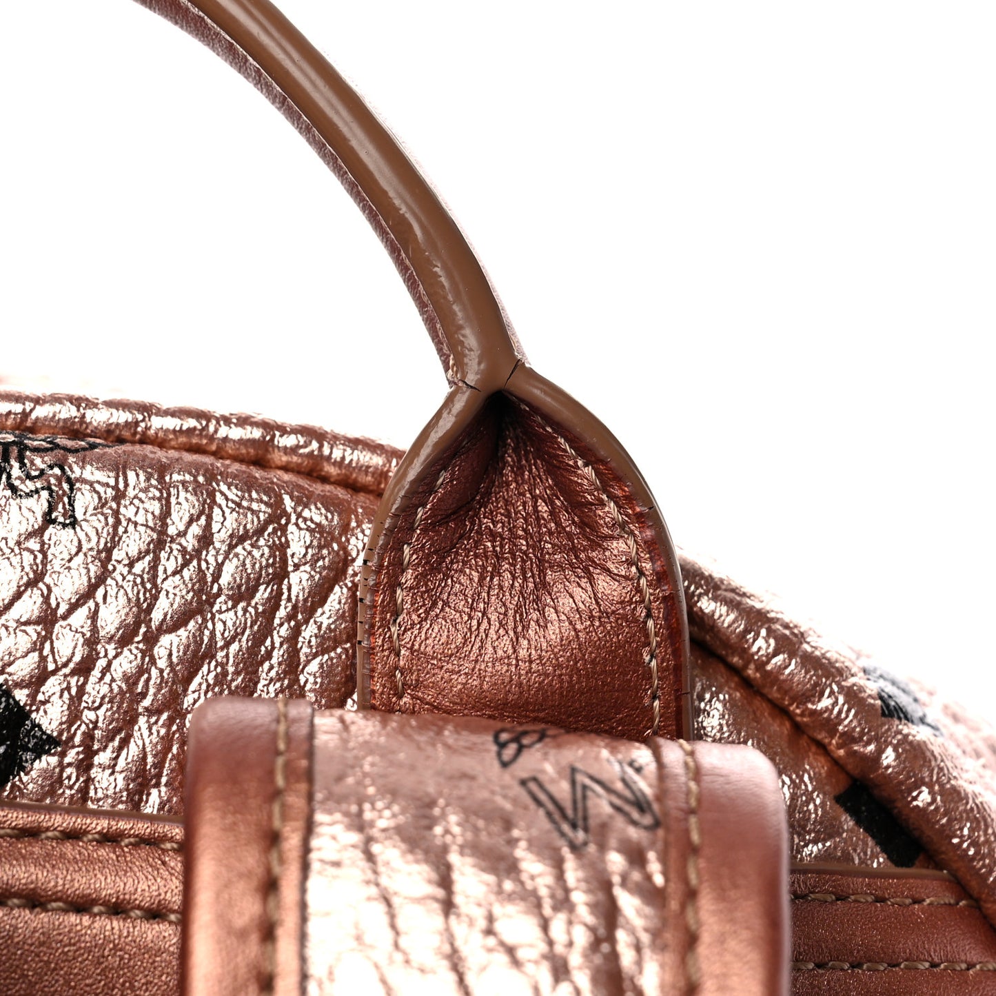 Metallic Visetos Side Stud Mini Stark Backpack Champagne Gold