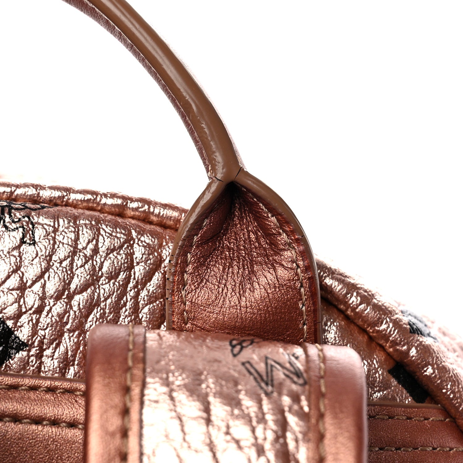 MCM Metallic Visetos Side Stud Mini Stark Backpack Champagne Gold 11 of 11