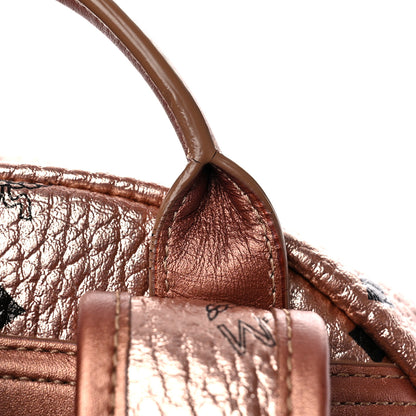 MCM Metallic Visetos Side Stud Mini Stark Backpack Champagne Gold 11 of 11