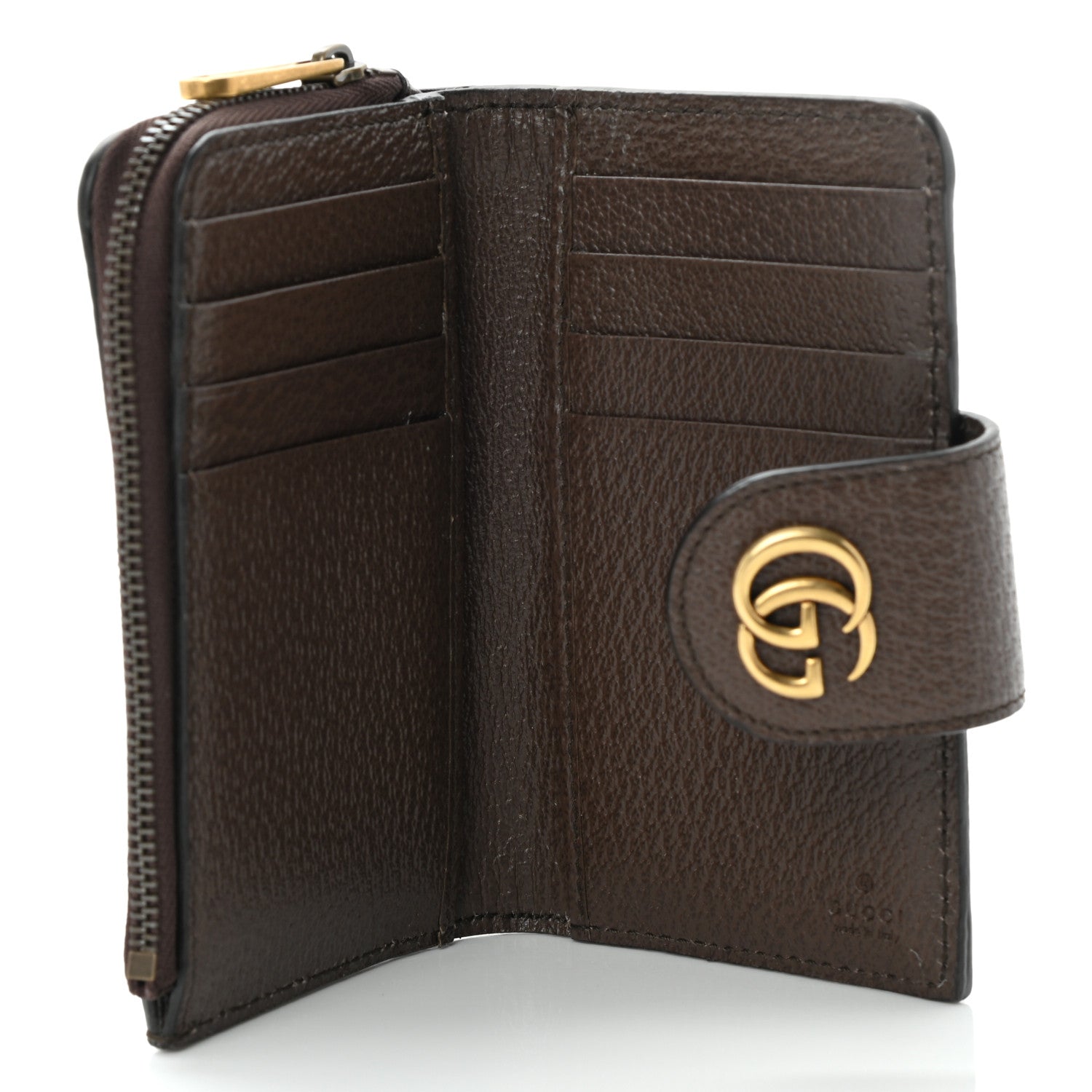 Gucci GG Supreme Monogram Textured Dollar Calfskin Web Ophidia Overlay Zip Around Card Case Wallet Beige Ebony New Acero 5 of 8