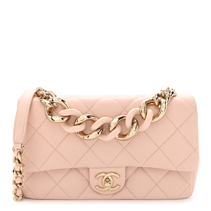 Chanel Lambskin Quilted Resin Bi-Color Chain Flap Bag Light Beige 1 of 11