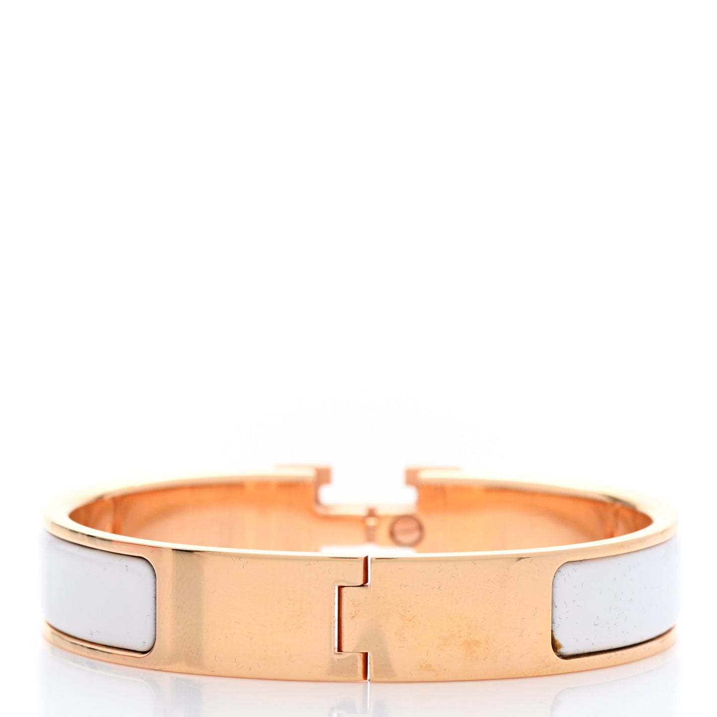 Enamel Narrow Clic Clac H Bracelet PM White