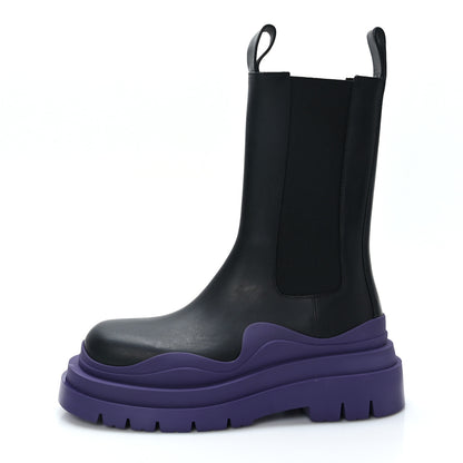 Bottega Veneta Calfskin The Tire Chelsea Boots 37.5 Black Plum 1 of 7