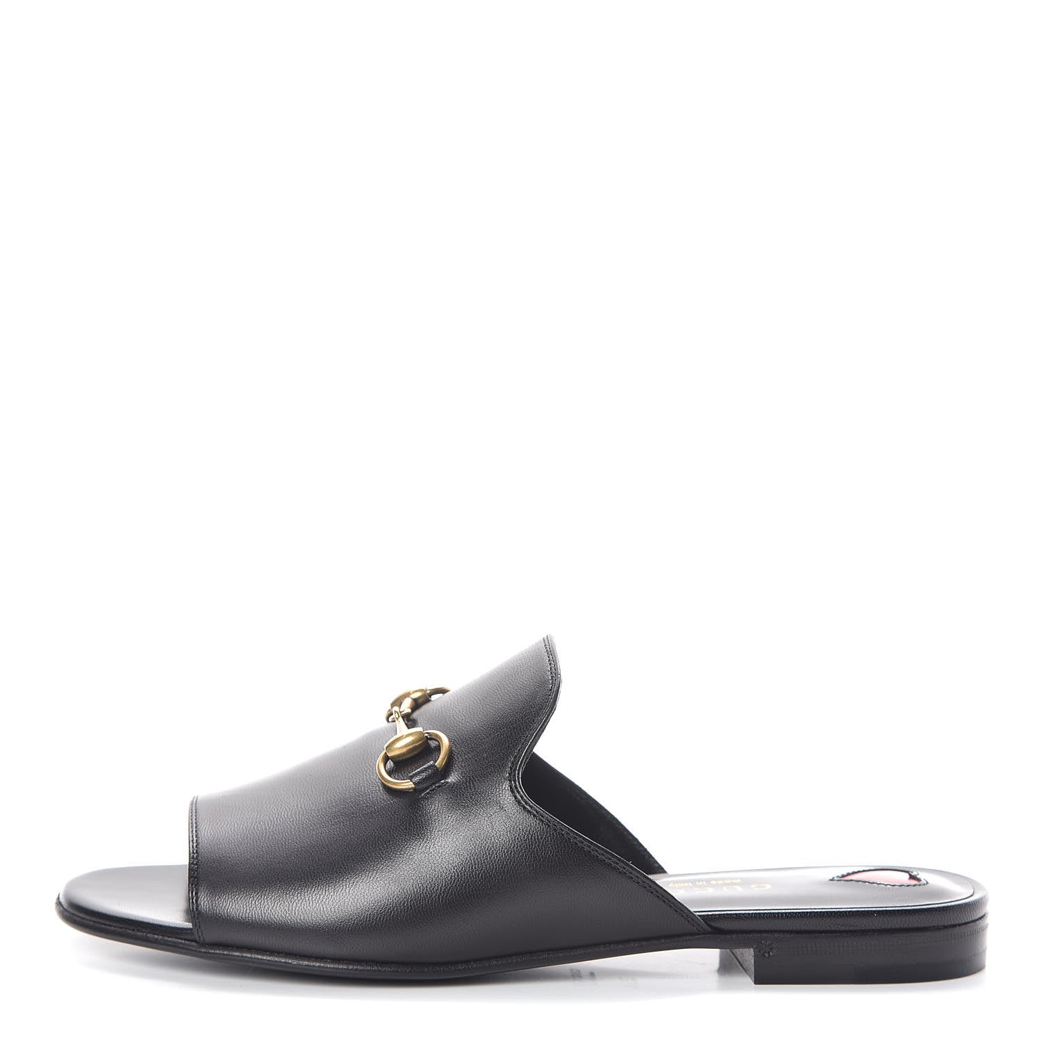 Gucci Malaga Kid Horsebit Slide Sandals 35.5 Black 1 of 8