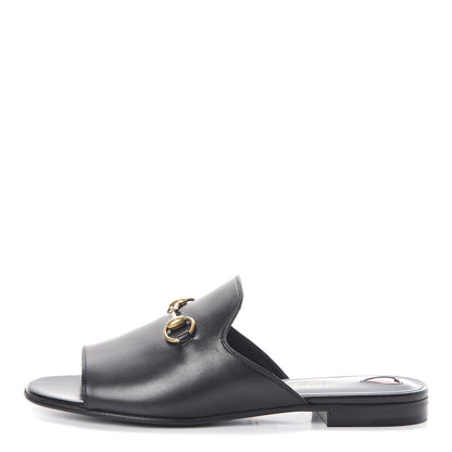 Gucci Malaga Kid Horsebit Slide Sandals 35.5 Black 1 of 8