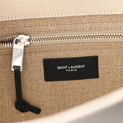 Saint Laurent Linen Calfskin Small Rive Gauche Tote Greggio Natural 5 of 10