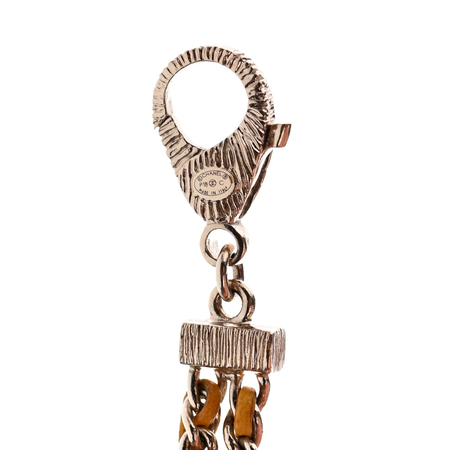 Metal Lambskin CC Chain Link Necklace Gold Yellow