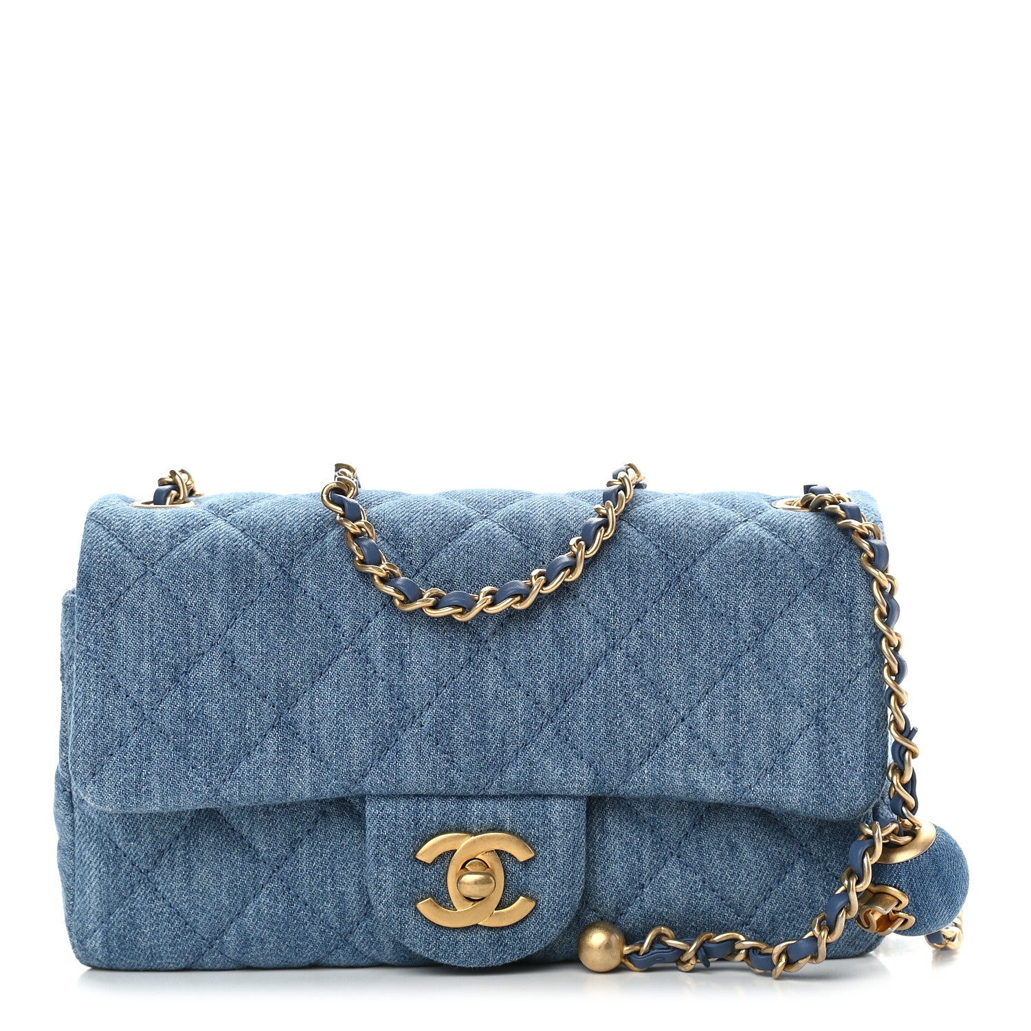 Chanel Denim Quilted Mini Pearl Crush Rectangular Flap Blue 1 of 9