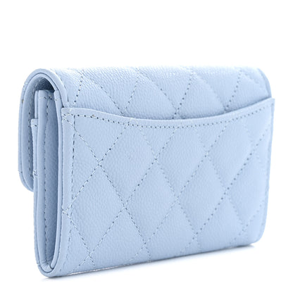 Chanel Caviar Quilted Flap Card Holder Wallet Light Blue 3 of 8