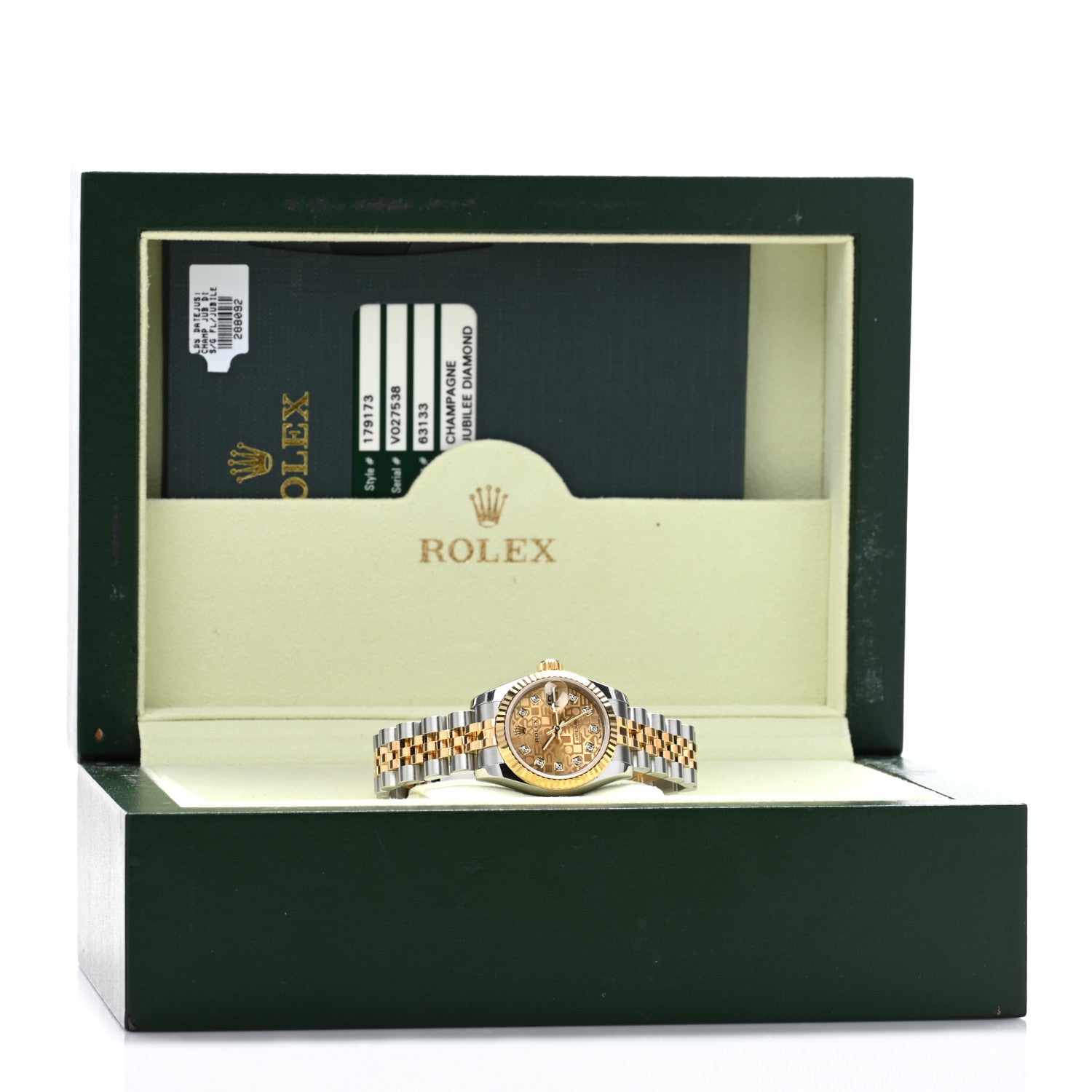 Rolex Stainless Steel 18K Yellow Gold Diamond 26mm Oyster Perpetual Datejust Watch Champagne Jubilee 179173 5 of 5
