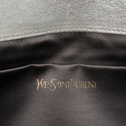 Saint Laurent Metallic Calfskin Monogram Large Belle De Jour Clutch Silver 9 of 11