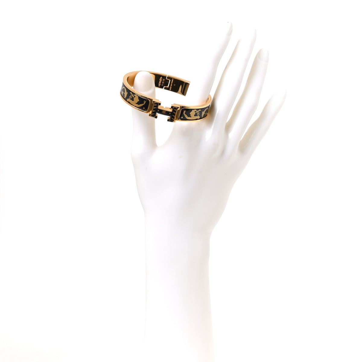 Enamel Printed D'Orphee Narrow Clic Clac H Bracelet GM Gold Black