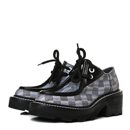 Louis Vuitton Damier LV Pop Beaubourg Platform Derby Shoes 35 Blue 3 of 11