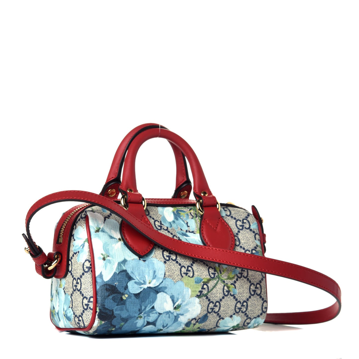 GG Supreme Monogram Blooms Mini Boston Navy Blue Hibiscus
