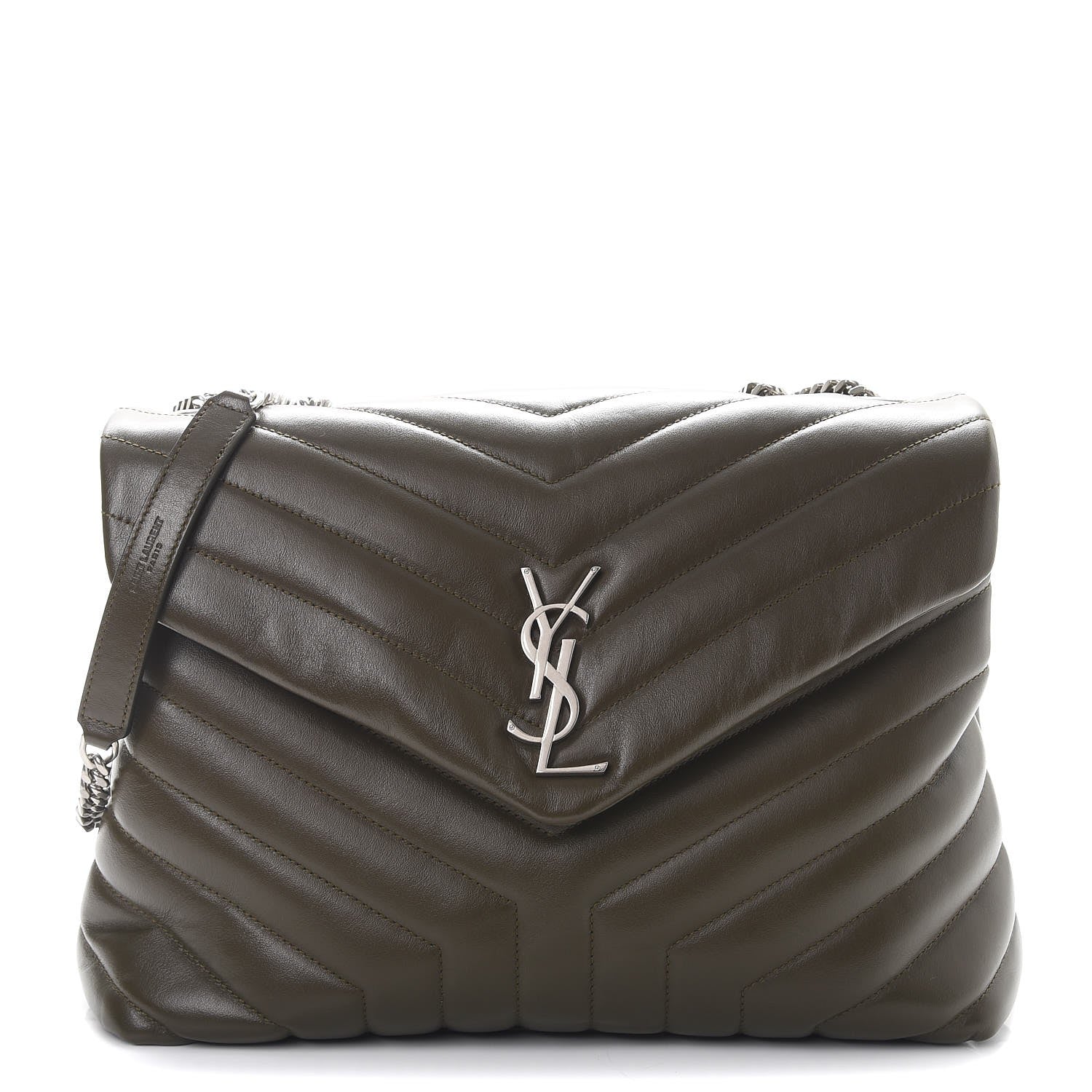 Saint Laurent Calfskin Y Quilted Monogram Medium Loulou Chain Satchel Kaki Fonce 1 of 8