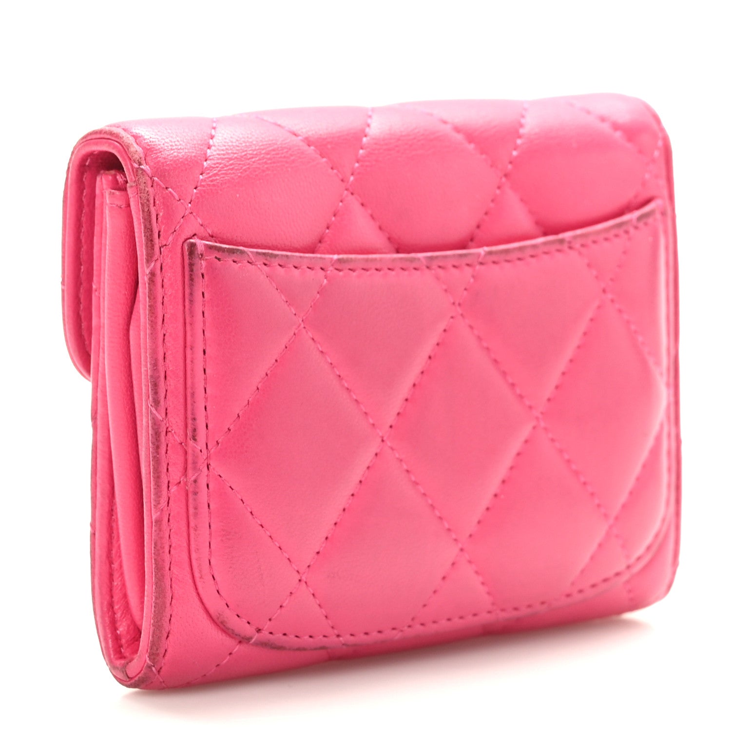 Chanel Lambskin Quilted Flap Card Holder Wallet Pink 3 of 8