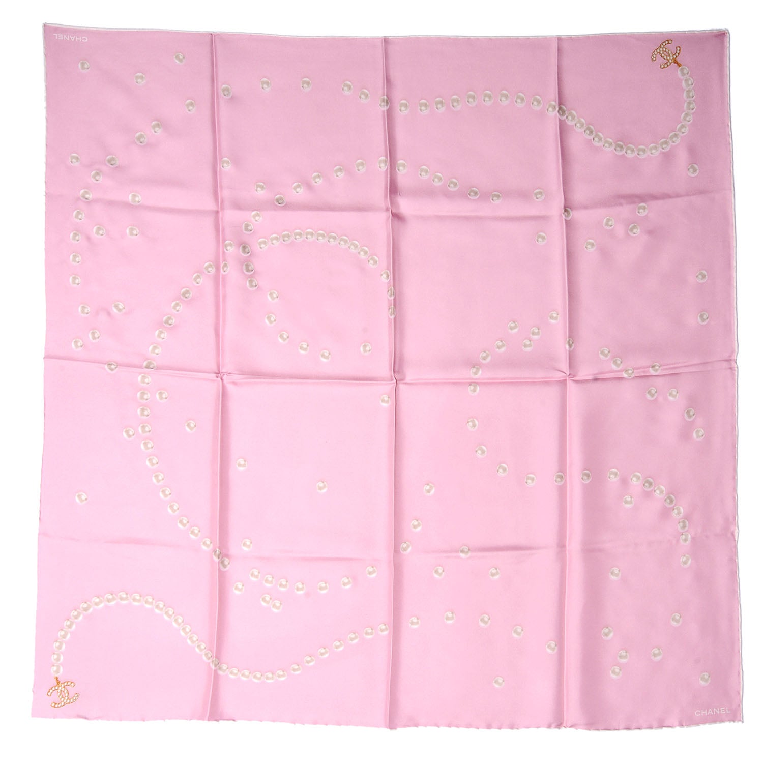 Chanel Silk Pearl CC Square Scarf Pink 2 of 5
