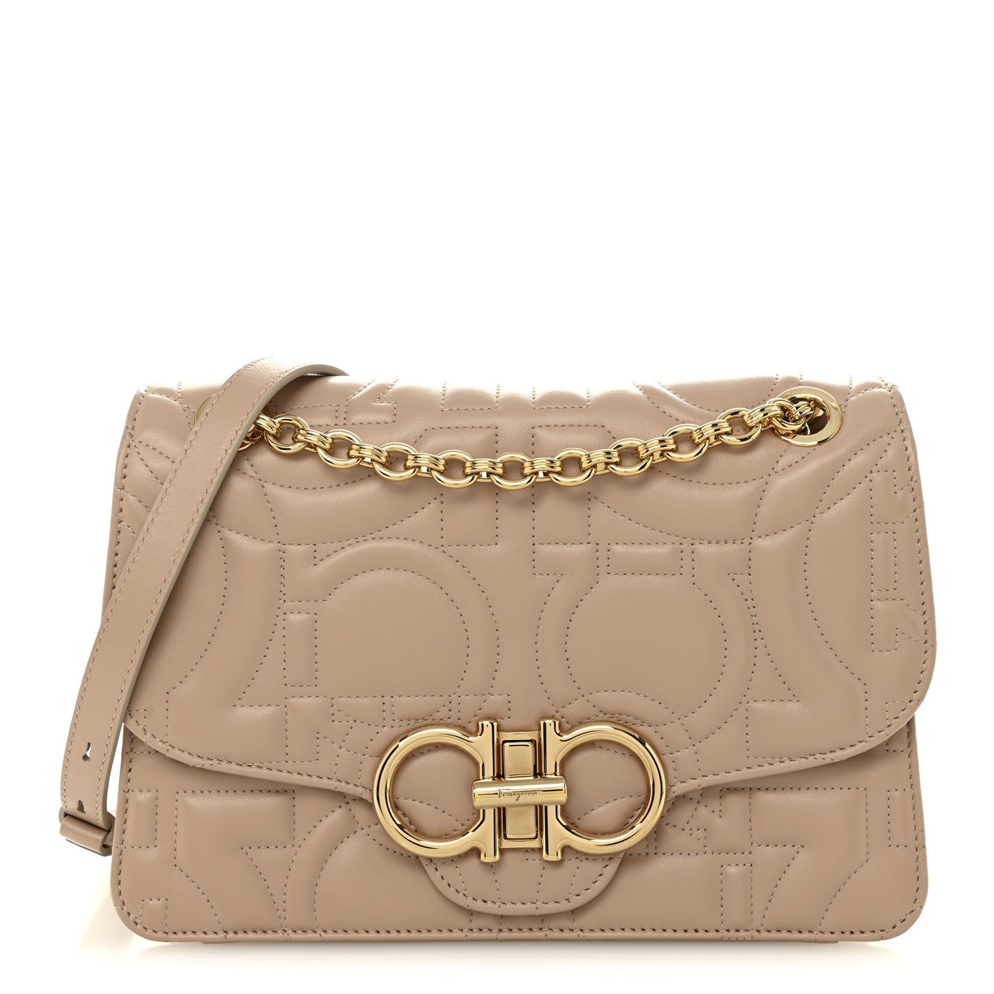 Calfskin Quilted Gancini Flap Bag Ameretti