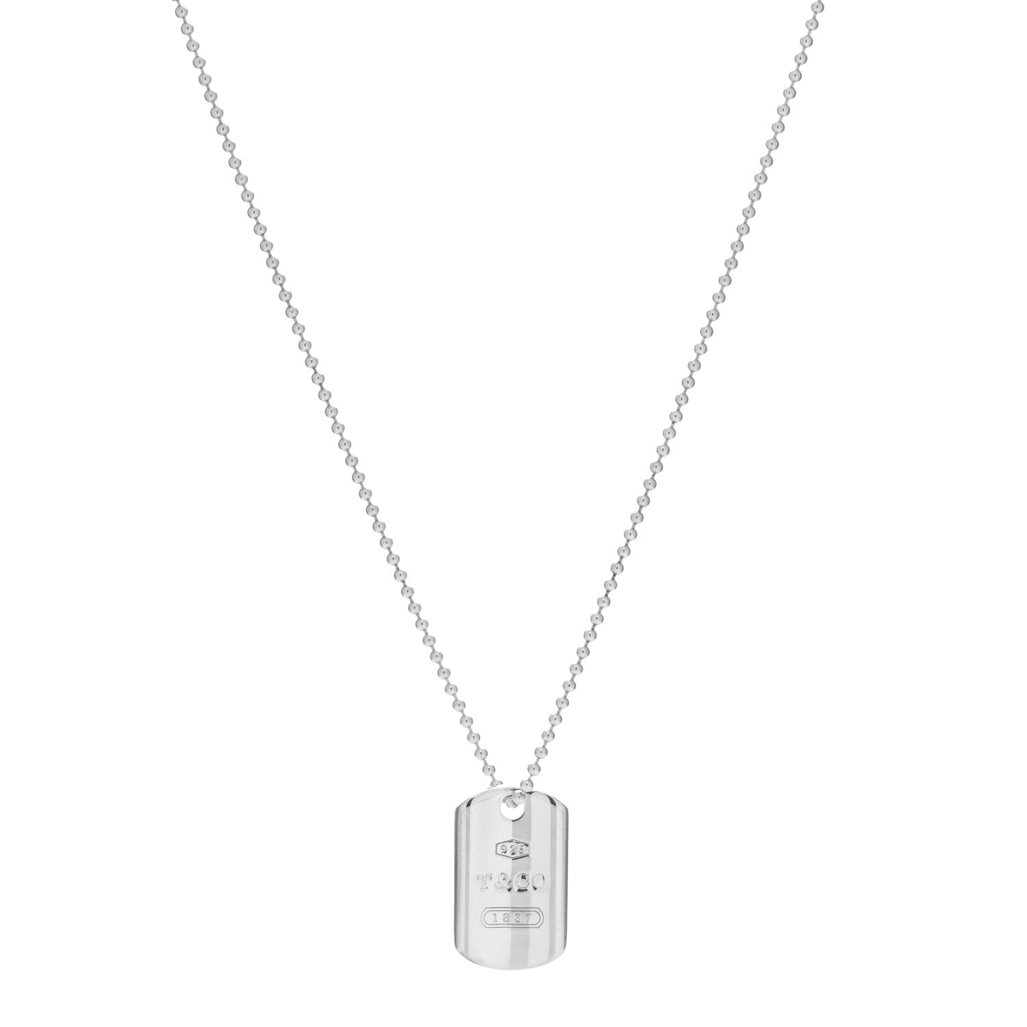 Tiffany Sterling Silver 1837 Dog Tag Pendant Necklace 1 of 5