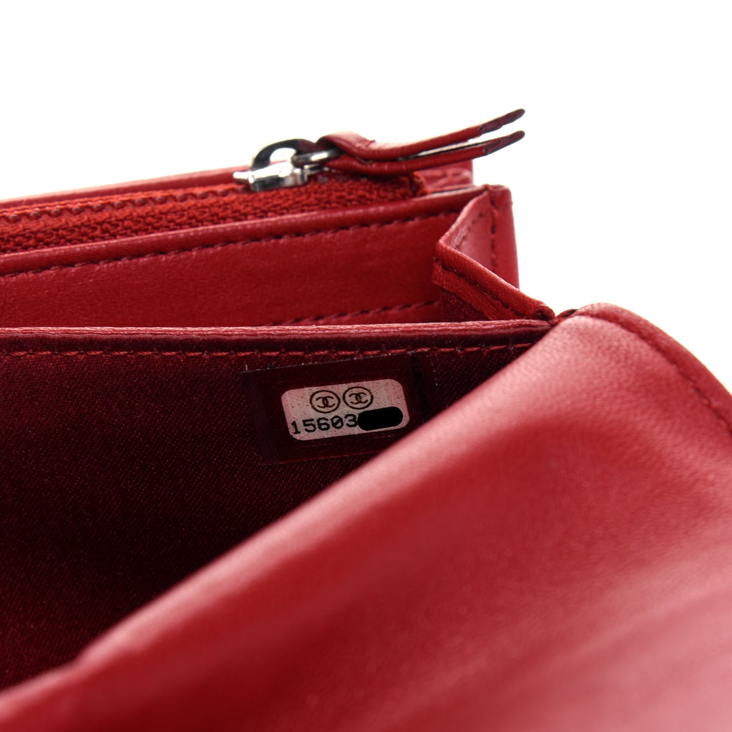 Chanel Lambskin Camellia Embossed Flap Wallet Red 8 of 21