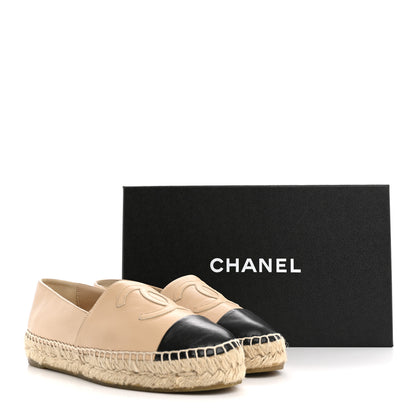 Chanel Lambskin CC Espadrilles 36 Beige Black 13 of 13