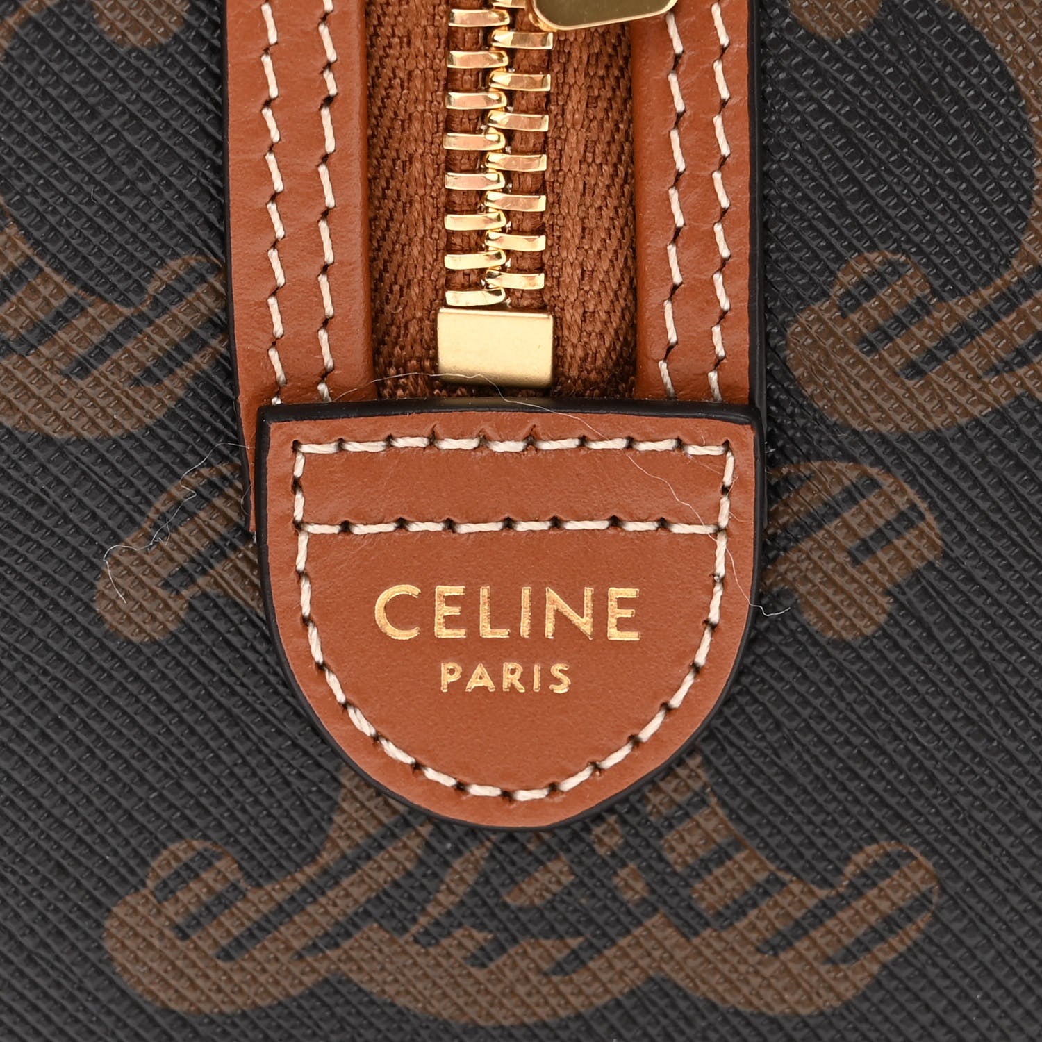 Celine Triomphe Canvas XL Calfskin Small Boston Bag Tan 6 of 9