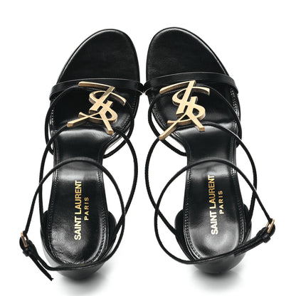 Saint Laurent Calfskin Cassandra 100 Ankle Strap Sandals 39 Black 2 of 10